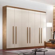Imagem de Guarda Roupa Casal 6 Portas 4 Gavetas MDF Divino Rufato Imbuia/Off White
