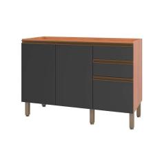 Imagem de Gabinete De Cozinha Modulado Balcão Macadâmia P/ Pia C/ 2 Portas 120cm Freijo/grafite - Telasul