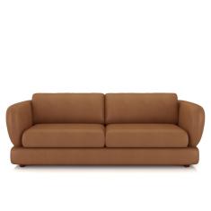 Imagem de Sofá Living 2 Lugares 205cm Pés Madeira Dalian Couro Legítimo Caramelo G52 - Gran Belo