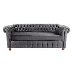 Imagem de Sofa Chesterfield Luiz xv Cinza Camurca 1.80 Sala Recepcao Barbearia