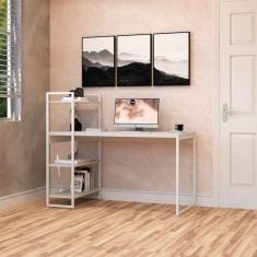 Imagem de escrivaninha com estante studio branca 135x115 cm
