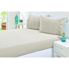 Imagem de Lençol Solteiro Percal Algodão 02 Peças Ponto Palito Avelã