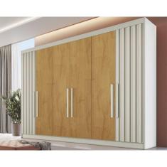 Imagem de Guarda Roupa 6 Portas Potente c/6 Gavetas e c/ 2 Ripadas Off White/Peroba - Europa