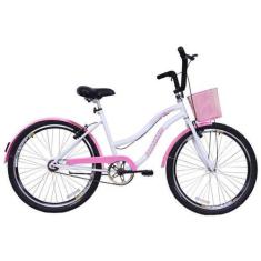 Imagem de Bicicleta Retrô Vintage Aro 26 Feminina Beach Rosa Com Branco - Dalann