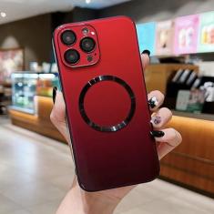 Imagem de Capa de telefone de vidro gradiente de luxo para iphone 14 plus 13 12 pro max capa de proteção de lente de carregamento magnético sem fio, vermelho, para iphone 13 pro