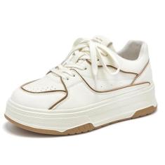 Imagem de BEAU TODAY Tênis feminino moderno, tênis de plataforma grossa para mulheres, sapatos de caminhada antiderrapantes casuais com cadarço, tênis de corrida confortável para mulheres, Bege-marrom, 37