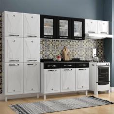 Imagem de Cozinha Completa de Aço Star New 14 Portas 3 Gavetas com Vidro Branco/Preto - Telasul