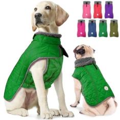 Imagem de Fragralley Casaco para cães, casaco de inverno impermeável à prova de vento, casaco refletivo para clima frio para cães com orifício para arnês, colete de lã quente para cães pequenos, médios e