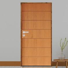 Imagem de Kit Porta de Madeira 210x82cm Batente 9cm Fechadura Stilo Belissima 2 Rodam Imbuia