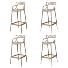 Imagem de Kit 4 Banquetas Allegra Nude Polipropileno Cozinha Bistrô