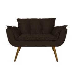 Imagem de Namoradeira Decorativa Estofada Para Recepção Clínica Opala Suede Marrom - LM DECOR