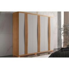 Imagem de Guarda Roupa Casal 6 Portas E 2 Gavetas C/ Pés Grécia Naturale/Off Whi