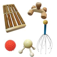 Imagem de Kit Massageador Para Relaxamento Madeira Corpo Facial Pescoço Costas P