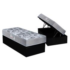 Imagem de Cama Box Baú Solteiro: Colchão Anatômico Ortobom D28 / EP ISO 60 + Base CRC Suede Black(88x188)