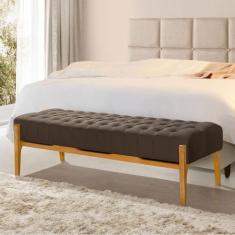 Imagem de Recamier Base Em Madeira Puerto 1,83M Capitonê Veludo Marrom - Villa C