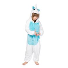 Imagem de Unicórnio Alado Branco Azul Infantil Kigurumi Macacão Fantasia - NO_BR