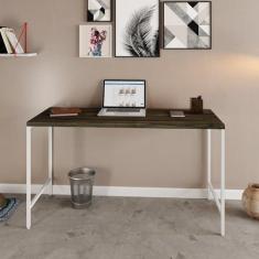 Imagem de Escrivaninha Estilo Industrial 135cm Active Yescasa Carvalho Dark/Est.Branca