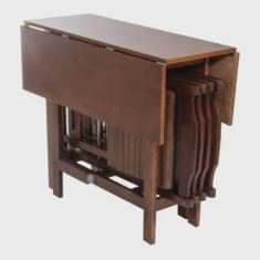 Imagem de Conjunto Prático Dobrável Mesa 4 Cadeiras Bar Cozinha Jantar Quadrado
