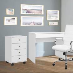 Imagem de Conjunto Home Office 2 Peças Escrivaninha Facility e Gaveteiro Presence Demóbile Branco