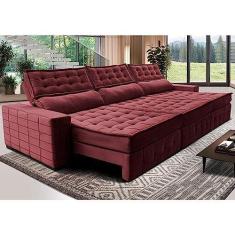 Imagem de Sofá Retrátil e Reclinável 3,85m Cama Inbox Big Puffer com Softgeld40 Velupluma Vinho