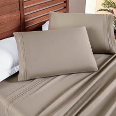 Imagem de Jogo De Lençol Casal Padrão Allegra Percal 200 Fios 4 Peças - Taupe