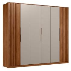 Imagem de Guarda Roupa Casal Ripado Atrice 6 Portas Nogueira Nude Prime Tx Demóbile - Demartêz