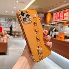 Imagem de Pulseira macia amor coração capa de telefone para iphone 11 12 13 pro max xs x xr 7 8 plus mini se 2020 galvanizado pára-choques capa traseira, ruivo, para iphone 12 mini