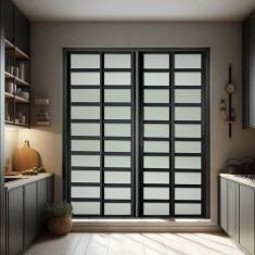 Imagem de Porta De Correr Com Travessas 4 Folhas Moveis 210 X 200 Elite