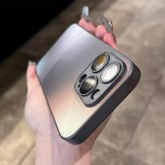 Imagem de Capa de telefone luxuosa fosca com glitter em cor gradiente para iPhone 15 11 12 13 14 Pro Max capa de proteção de lente de câmera de silicone rígido e macio, preta, para iPhone 14 Pro