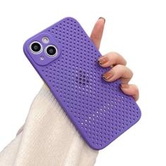 Imagem de Capa de telefone com resfriamento respirável e dissipação de calor para iPhone 13 12 11 Pro XS Max XR Mini 7 8 Plus SE2020 Capa de TPU macia em cor doce, roxa, para iPhone 12