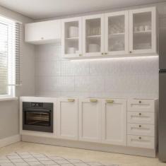 Imagem de Cozinha Modulada 6 Peças sem Tampo com Balcão para Forno de Embutir Cabecasa Madeiramadeira Branco