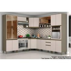 Imagem de Cozinha Modulada Henn Connect 13 Peças (4Aéreos+4Balcões+2Paneleiros+3Complementos) C6P15 Duna/Cristal-Henn