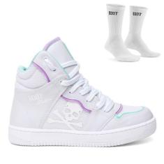 Imagem de Tenis Musculação Feminina Skull Boot Training Brasil + Meia Treino, Me