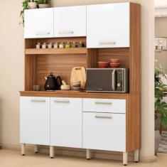 Imagem de Cozinha Compacta álamo 6 Portas 1 Gaveta Amêndola Touch/Branco - Demób