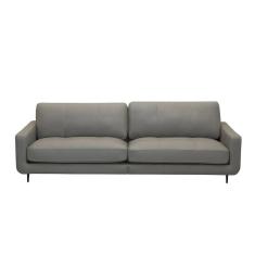 Imagem de Sofá Decorativo Isaac 3 Lugares Sala De Estar 210cm Pés Em Aço Couro Grafite