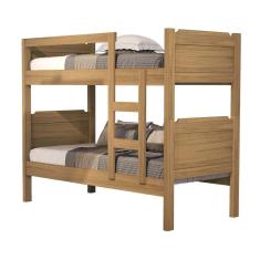 Imagem de Beliche Solteiro Reforçada com Escada Grade de Proteção Star Amendoa