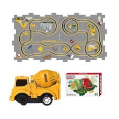 Imagem de Combinação de quebra-cabeças e trilhas, montar trem de trilho de tapete de quebra-cabeça | Conjunto de jogo de pista de montagem elétrica Conjunto de carro de pista de quebra-cabeça - Road Builder Edu
