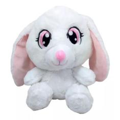 Imagem de Coelho Pelúcia Branca 24 Cm Altura Antialérgico Coelhinha - Fizzy Toys