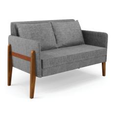 Imagem de Sofá Namoradeira Lana Linho Base De Madeira - D`rossi Cor A26 Grafite