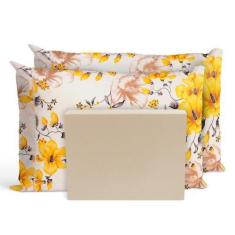 Imagem de Jogo De Lençol Cama Queen 3 Peças Percal Florença Palha - Casa Home