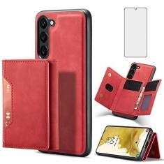 Imagem de Asuwish Capa de telefone para Samsung Galaxy S23 5G capa carteira com protetor de tela de vidro temperado e suporte para cartão de crédito, acessórios de celular de couro S 23 23S G5 mulheres homens