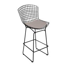 Imagem de Banqueta Bertoia Preta D70 Assento Bege