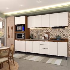 Imagem de Cozinha Completa Alice 14 Portas 2 Gavetas Marrom/Branco - Panorama Móveis