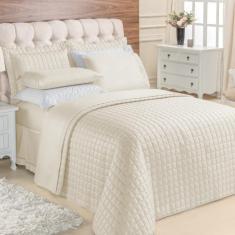 Imagem de Kit Top Line Cobre Leito Queen 180 Fios + Jogo De Lençol - 7 Peças Marfim