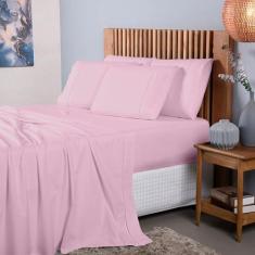 Imagem de Jogo Lençol Solteiro 3 Peças 400 Fios 100% Algodão Premium (Rosa)