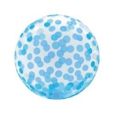 Imagem de Balão Bubble Estampado Confete Azul 18" (45cm) - Mundo Bizarro