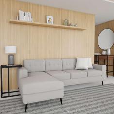 Imagem de Sofá 4 Lugares Alive com Chaise Esquerdo Pé Palito Linho Cotton Cru