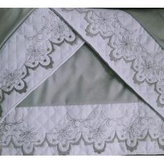 Imagem de Jogo De Lençol Casal Queen Bordado 4 Peças 300 Fios Micropercal Topazi