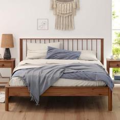 Imagem de IDIMEX Cama Casal Queen de Madeira Maciça Moderna Apoana Castanho