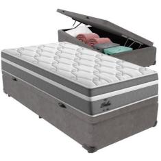 Imagem de Cama Box Baú e Colchão Berlim Molas Ensacadas Solteiro Probel,  Cinza